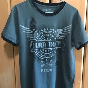 Hard Rock Cafe Gray Paris Military Logo T-shirt